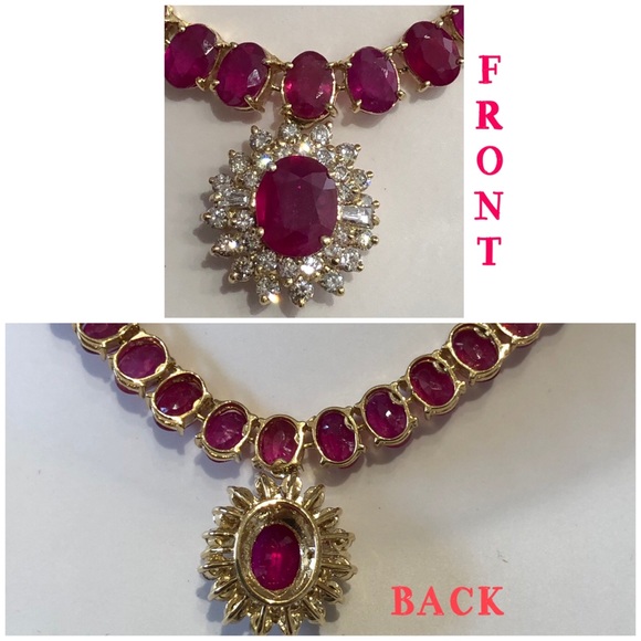 🌟SOLD!🌟Mozambique Ruby 14K Diamond Necklace - Picture 3 of 8